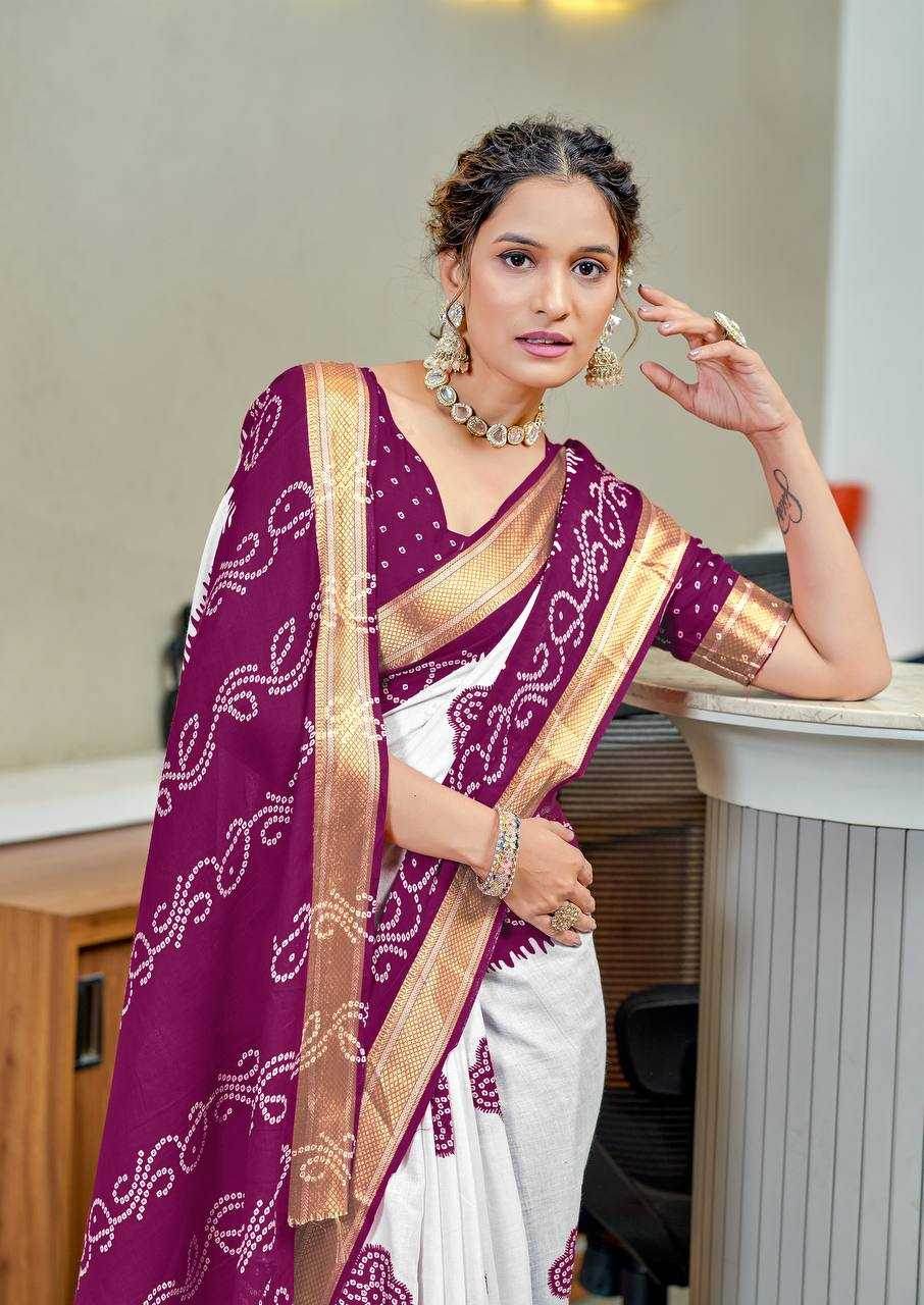 Bandhani Printed Cotton Sarees - MYLUXURY LANE ENTERPRISE
